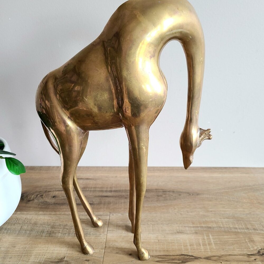 Vintage midcentury brass giraffes figurines. MC brass. 14 3/4'' tall. - Picture 4 of 7